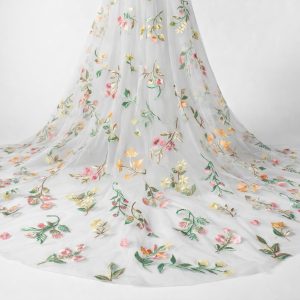 Multicolour Floral Embroidered Tulle – Pre-Cut 4 Metre Piece